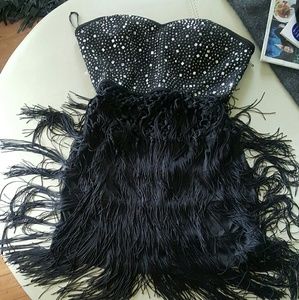 BLACK FRINGE COCKTAIL DRESS